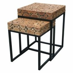 Best deal 🛒 Patio Accent Tables Chic Teak Teak Wood Indoor / Outdoor Nesting Side Tables - Set Of 2 ❤️ -Teak Outdoor Furniture Elegant shop detail2CHIT394