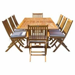 Best Sale 🧨 Patio Dining Sets Chic Teak Santa Barbara Teak 9 Piece Rectangle Patio Dining Set 👍 -Teak Outdoor Furniture Elegant shop detail2CHIT444