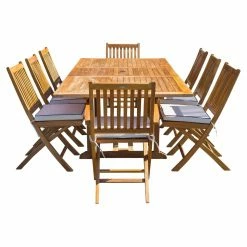 Deals 👏 Patio Dining Sets Seven Seas Teak Santa Monica Teak 9 Piece Rectangle Patio Dining Set 💯 -Teak Outdoor Furniture Elegant shop detail2CHIT470