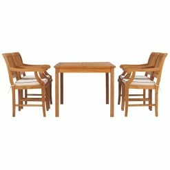 Coupon 🎉 Patio Dining Sets Chic Teak Bermuda 5 Piece Teak Wood Patio Dining Set With Arm Chairs ⌛ -Teak Outdoor Furniture Elegant shop detail2CHIT539