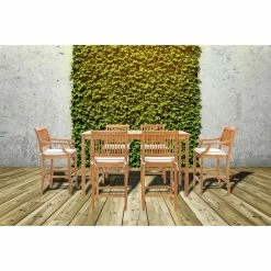 Brand new ✨ Patio Dining Sets Chic Teak Castle 7 Piece Bar Height Patio Dining Set With 2 Arm Chairs And 4 Armless Chairs 🧨 -Teak Outdoor Furniture Elegant shop detail2CHIT545