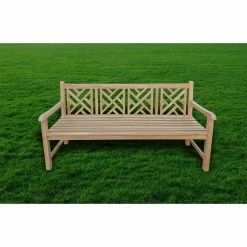 New 🛒 Outdoor Benches Seven Seas Teak Saint Thomas Chippendale Garden Bench - Honey Tone Brown 🔥 -Teak Outdoor Furniture Elegant shop detail2CHIT553