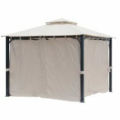 Discount ⌛ Soft-top Cloud Mountain 10 X 10 Vented Gazebo Mosquito Netting And Privacy Panels 👏 -Teak Outdoor Furniture Elegant shop detail2CLOD250