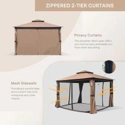 Outlet ✔️ Soft-top Cloud Mountain Luxuriously 10 X 12 Gazebo 💯 -Teak Outdoor Furniture Elegant shop detail2CLOD251