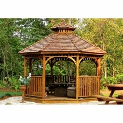 Cheapest 🎁 Hardtop Outdoor Living Today Bayside 12 Ft. Octagon Gazebo ✔️ -Teak Outdoor Furniture Elegant shop detail2OLT054