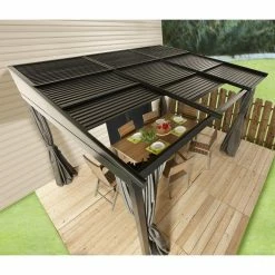 New 🎁 Hardtop SOJAG INC Francfort 10 X 12 Ft. Wall Mounted Gazebo 😍 -Teak Outdoor Furniture Elegant shop detail2SOJA057