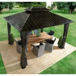Top 10 🎁 Hardtop SOJAG INC Genova Double Roof Gazebo 🔔 -Teak Outdoor Furniture Elegant shop detail2SOJA058