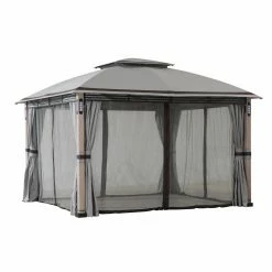 Budget 😀 Soft-top ☀️ SummerCove Monterey Park 10 Ft. X 13 Ft. 2-Tier Gazebo With LED Lighting And Bluetooth Sound 🌟 -Teak Outdoor Furniture Elegant shop detail2SUNR1223