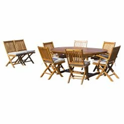 Buy 🧨 Patio Dining Sets Seven Seas Teak Santa Monica Teak 9 Piece Oval Patio Dining Set ❤️ -Teak Outdoor Furniture Elegant shop detail3CHIT469