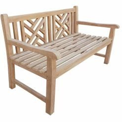 New 🛒 Outdoor Benches Seven Seas Teak Saint Thomas Chippendale Garden Bench - Honey Tone Brown 🔥 -Teak Outdoor Furniture Elegant shop detail3CHIT553