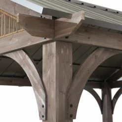 Best deal ⌛ SummerCove Maple 12 Ft. X 14 Ft. Cedar Framed Gazebo With Steel Hardtop Roof - Brown 🎁 -Teak Outdoor Furniture Elegant shop detail3SUNR1225