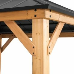 Coupon 🔔 Sunjoy Cedar Framed Gazebo With Steel Hardtop - 11 X 11 Ft. 😉 -Teak Outdoor Furniture Elegant shop detail4SUNR1203