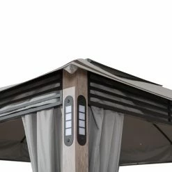 Budget 😀 Soft-top ☀️ SummerCove Monterey Park 10 Ft. X 13 Ft. 2-Tier Gazebo With LED Lighting And Bluetooth Sound 🌟 -Teak Outdoor Furniture Elegant shop detail4SUNR1223