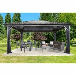 Hot Sale 👏 Hardtop SOJAG INC Genova Sunshelter Outdoor Gazebo With Side Netting 😀 15 Hot Sale 👏 Hardtop SOJAG INC Genova Sunshelter Outdoor Gazebo With Side Netting 😀 -Teak Outdoor Furniture Elegant shop detail5SOJA001