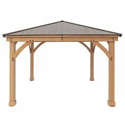 Best Sale 👍 Hardtop Yardistry Meridian Gazebo ✔️ -Teak Outdoor Furniture Elegant shop detail5SOW094