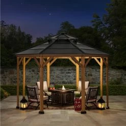 Outlet 😀 Sunjoy Octagon 13 X 13 Ft. Hardtop Cedar Framed Gazebo 🛒 19 Outlet 😀 Sunjoy Octagon 13 X 13 Ft. Hardtop Cedar Framed Gazebo 🛒 -Teak Outdoor Furniture Elegant shop detail5SUNR1168