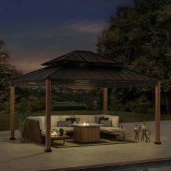 Best deal ✨ SummerCove Roberts 13 X 15 Ft. 2 Tier Hardtop Gazebo ⌛ -Teak Outdoor Furniture Elegant shop detail5SUNR1171