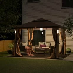 Outlet ✔️ Soft-top Cloud Mountain Luxuriously 10 X 12 Gazebo 💯 -Teak Outdoor Furniture Elegant shop detail6CLOD251