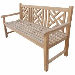 New 🛒 Outdoor Benches Seven Seas Teak Saint Thomas Chippendale Garden Bench - Honey Tone Brown 🔥 -Teak Outdoor Furniture Elegant shop detail7CHIT553
