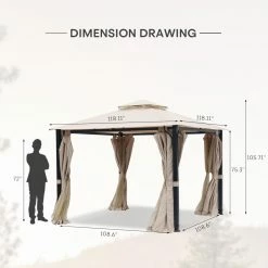 Discount ⌛ Soft-top Cloud Mountain 10 X 10 Vented Gazebo Mosquito Netting And Privacy Panels 👏 -Teak Outdoor Furniture Elegant shop detail7CLOD250