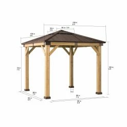 Best deal 🔥 Sunjoy Hip 9 X 9 Ft. Polycarbonate Hardtop Cedar Framed Gazebo 🤩 -Teak Outdoor Furniture Elegant shop detail7SUNR1176