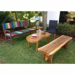 Buy 👏 Outdoor Benches Chic Teak Suar Wood Live Edge Backless Indoor / Outdoor Bench ❤️ -Teak Outdoor Furniture Elegant shop detailCHIT377