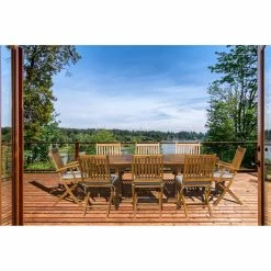 Cheap 🥰 Patio Dining Sets Chic Teak Santa Barbara Teak 9 Piece Oval Patio Dining Set ⌛ -Teak Outdoor Furniture Elegant shop detailCHIT443 1