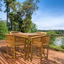 Wholesale 😉 Patio Dining Sets Chic Teak Peanut Teak 5 Piece Square Patio Dining Set ✨ -Teak Outdoor Furniture Elegant shop detailCHIT464