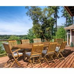 Buy 🧨 Patio Dining Sets Seven Seas Teak Santa Monica Teak 9 Piece Oval Patio Dining Set ❤️ -Teak Outdoor Furniture Elegant shop detailCHIT469 1