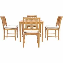 Hot Sale 🧨 Patio Dining Sets Chic Teak Florence 5 Piece Teak Wood Patio Dining Set With Side Chairs ⭐ -Teak Outdoor Furniture Elegant shop detailCHIT536