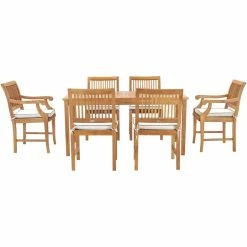 Best Sale 🌟 Patio Dining Sets Chic Teak Bermuda 7 Piece Teak Wood Patio Dining Set With 2 Arm Chairs And 4 Side Chairs ❤️ -Teak Outdoor Furniture Elegant shop detailCHIT540