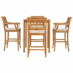 Cheap 🧨 Patio Dining Sets Chic Teak Castle 5 Piece Bar Height Patio Dining Set With Arm Chairs 🔥 -Teak Outdoor Furniture Elegant shop detailCHIT544