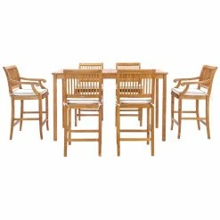 Brand new ✨ Patio Dining Sets Chic Teak Castle 7 Piece Bar Height Patio Dining Set With 2 Arm Chairs And 4 Armless Chairs 🧨 -Teak Outdoor Furniture Elegant shop detailCHIT545