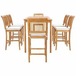 Brand new ❤️ Patio Dining Sets Chic Teak Castle 7 Piece Bar Height Patio Dining Set With Armless Chairs ❤️ -Teak Outdoor Furniture Elegant shop detailCHIT547