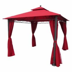 New π Soft-top International Caravan St. Kitts 10 Ft. Aluminum Double Vented Outdoor Gazebo 𧨠7 New π Soft-top International Caravan St. Kitts 10 Ft. Aluminum Double Vented Outdoor Gazebo 𧨠-Teak Outdoor Furniture Elegant shop detailICI622