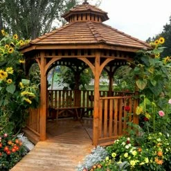 Promo 🧨 Hardtop Outdoor Living Today Bayside 10 Ft. Octagon Gazebo 🧨 -Teak Outdoor Furniture Elegant shop detailOLT053