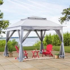 Best Pirce 🛒 Soft-top Sunjoy 11 Ft. X 11 Ft. Pop Up Portable Steel Gazebo 🎁 -Teak Outdoor Furniture Elegant shop detailSUNR1149
