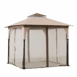 Best reviews of 😍 Soft-top Sunjoy 9.5 X 9.5 Ft. 2-tone Fabric Topped Steel Gazebo 🎉 -Teak Outdoor Furniture Elegant shop detailSUNR1169