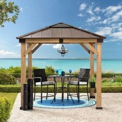 Best deal 🔥 Sunjoy Hip 9 X 9 Ft. Polycarbonate Hardtop Cedar Framed Gazebo 🤩 -Teak Outdoor Furniture Elegant shop detailSUNR1176