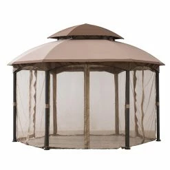 Deals 💯 Soft-top Sunjoy Dome 13.5 X 13.5 Ft. 2 Tier Fabric Topped Steel Gazebo 🔥 -Teak Outdoor Furniture Elegant shop detailSUNR1179