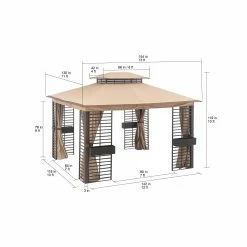 Best Pirce 😀 Soft-top Sunjoy 11 Ft. X 13 Ft. Gazebo With Planters 😉 -Teak Outdoor Furniture Elegant shop detailSUNR1207