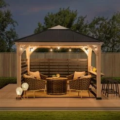 Top 10 ๐งจ SummerCove Cameron 11 Ft. X 11 Ft. Cedar Wood Framed Hot Tub Gazebo With Steel And Polycarbonate Hardtop ๐ 14 Top 10 ๐งจ SummerCove Cameron 11 Ft. X 11 Ft. Cedar Wood Framed Hot Tub Gazebo With Steel And Polycarbonate Hardtop ๐ -Teak Outdoor Furniture Elegant shop detailSUNR1227