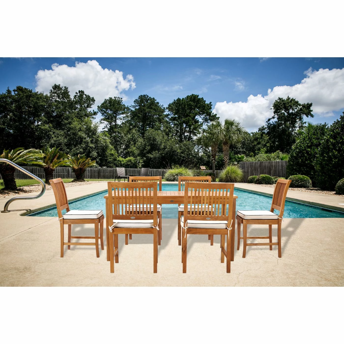 Cheap 🤩 Patio Dining Sets Chic Teak Bermuda 7 Piece Teak Wood Patio Dining Set With 6 Side Chairs ❤️ 4 Cheap 🤩 Patio Dining Sets Chic Teak Bermuda 7 Piece Teak Wood Patio Dining Set With 6 Side Chairs ❤️ - Image 2