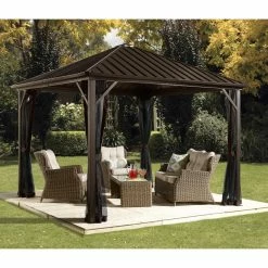Wholesale ⭐ Hardtop SOJAG INC Dakota Gazebo 🛒 -Teak Outdoor Furniture Elegant shop inuseSOJA055