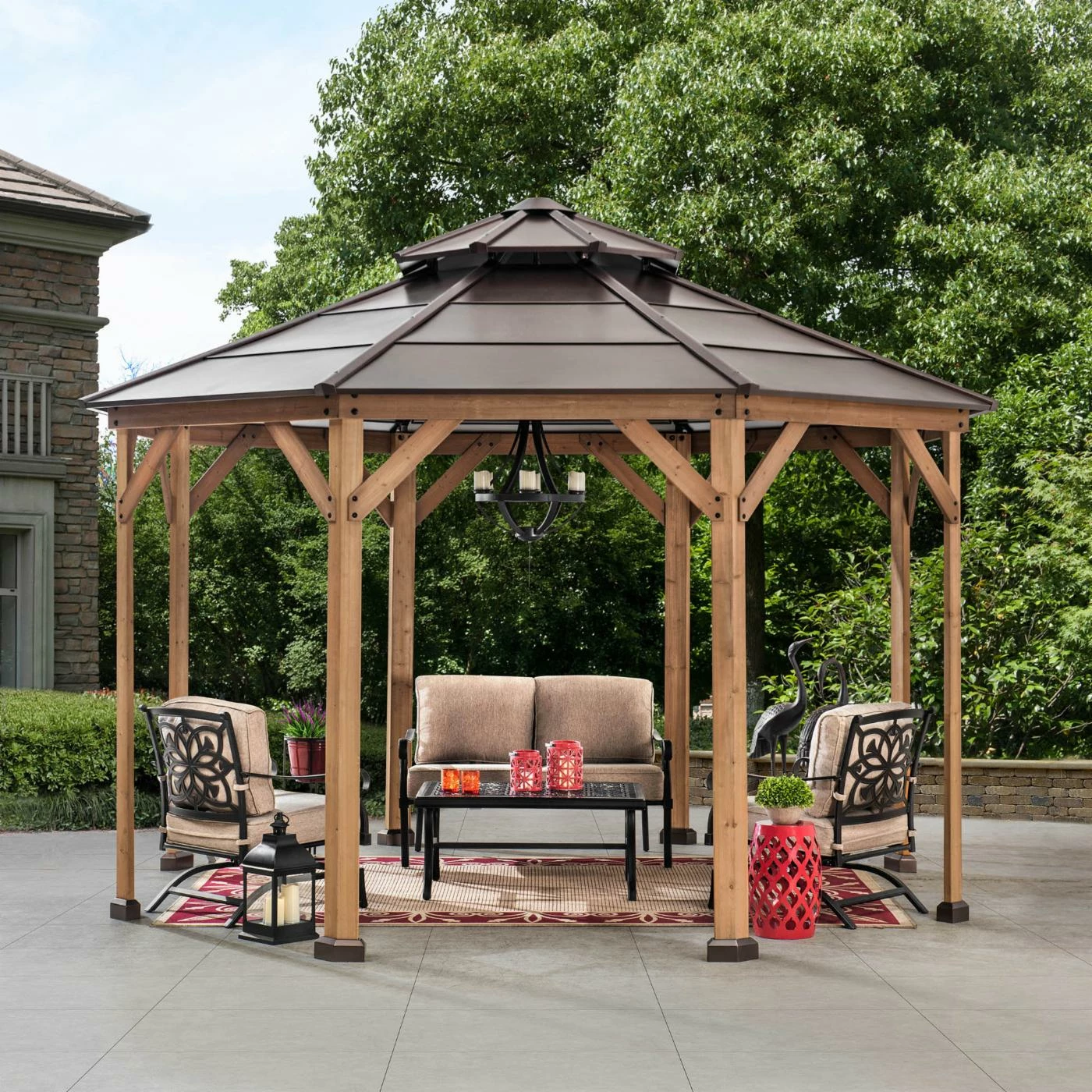 Outlet 😀 Sunjoy Octagon 13 X 13 Ft. Hardtop Cedar Framed Gazebo 🛒 4 Outlet 😀 Sunjoy Octagon 13 X 13 Ft. Hardtop Cedar Framed Gazebo 🛒 - Image 2