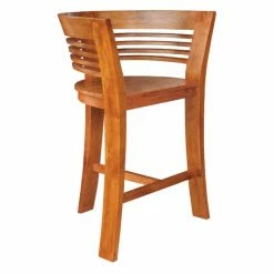 Brand new ⌛ Outdoor Bar Stools Chic Teak Half Moon Waxed Teak Outdoor Barstool 💯
