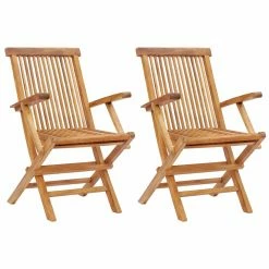 Cheap 😉 Patio Dining Chairs Chic Teak California Teak Folding Patio Dining Arm Chair - Set Of 2 💯