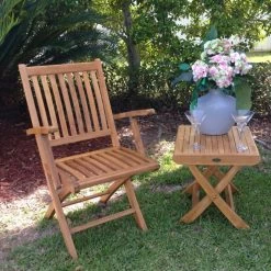 Brand new ๐ Patio Dining Chairs Chic Teak Santa Barbara Teak Folding Patio Dining Arm Chair - Set Of 2 ๐