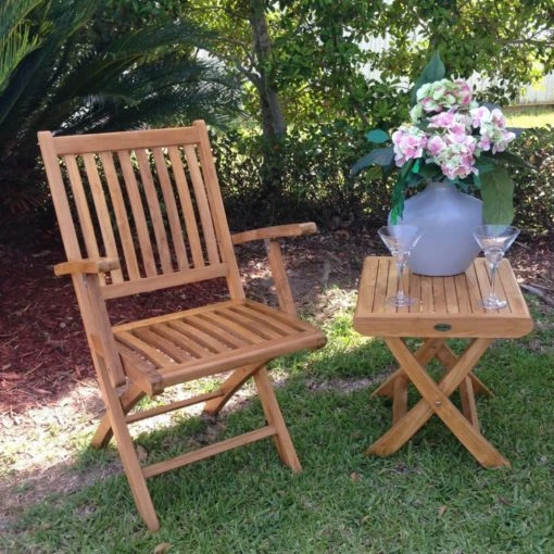 Brand new 🔔 Patio Dining Chairs Chic Teak Santa Barbara Teak Folding Patio Dining Arm Chair - Set Of 2 🎁 2 Brand new 🔔 Patio Dining Chairs Chic Teak Santa Barbara Teak Folding Patio Dining Arm Chair - Set Of 2 🎁 -Teak Outdoor Furniture Elegant shop masterCHIT034