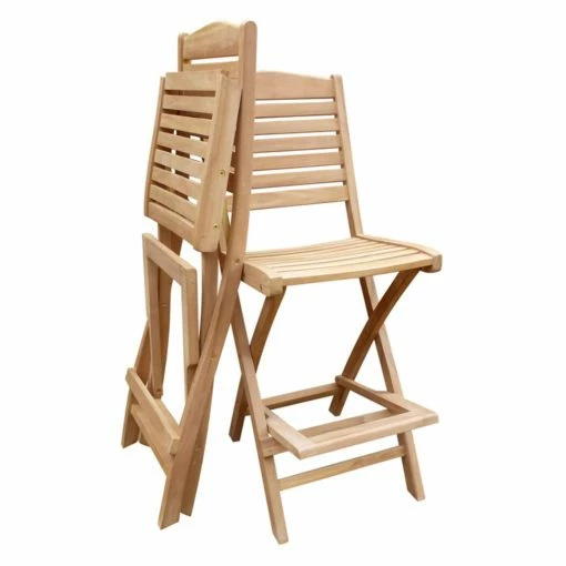 Best Sale ⭐ Outdoor Bar Stools Seven Seas Teak Slat Back Folding Bar Stool With Footrest ❤️ -Teak Outdoor Furniture Elegant shop masterCHIT299
